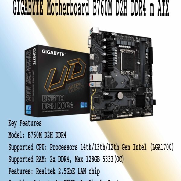 GIGABYTE Motherboard B760M D2H DDR4 m ATX