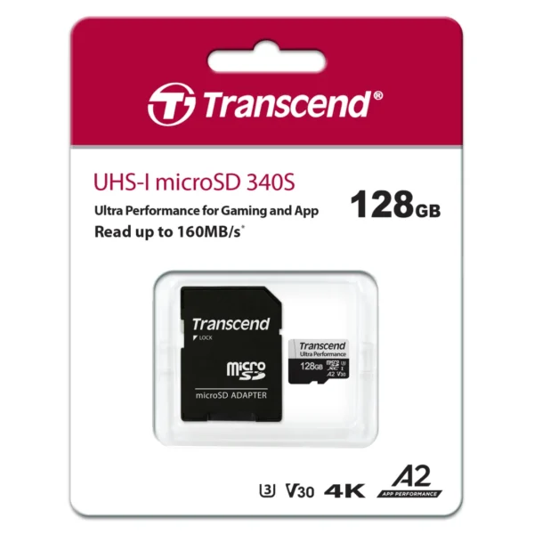 Transcend 128GB 340S UHS-I Ultra Performance MicroSD Memory Card