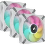 Corsair iCUE ML120 RGB ELITE Premium 120mm PWM Magnetic Levitation Fan White Triple Fan Kit with iCUE Lighting Node CORE