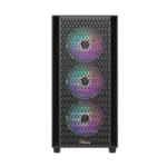 PC Power Flow Dark Mesh Mid Tower ATX Gaming Casing